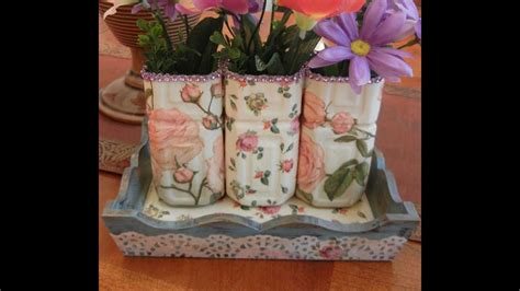 Three Square Plastic Bottles Decoupage Diy Fast And Easy Tutorial How