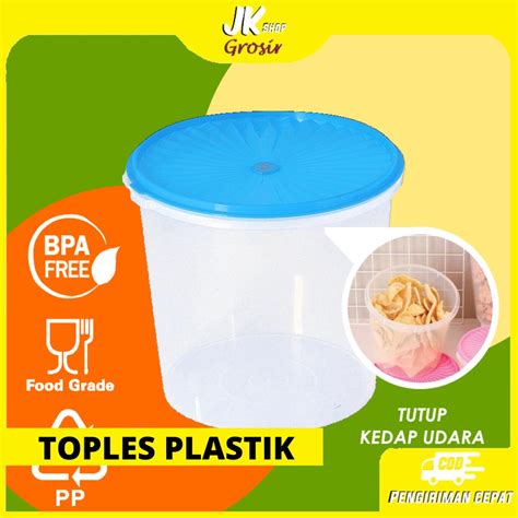 Jual Jk Toples Plastik Kerupuk Toples Plastik L Toples Plastik L