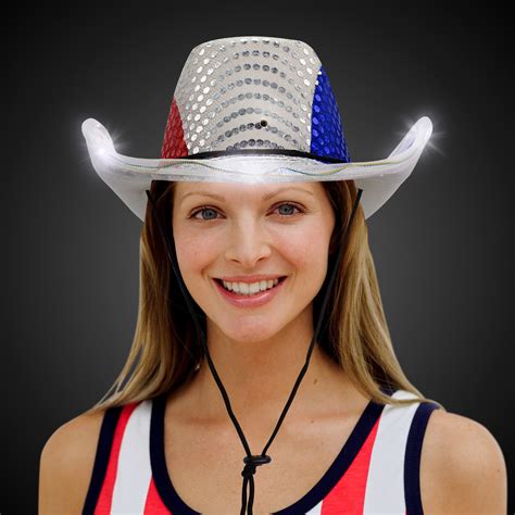 Patriotic Led Sequin Cowboy Hat Patriotic Party Holidays And Events