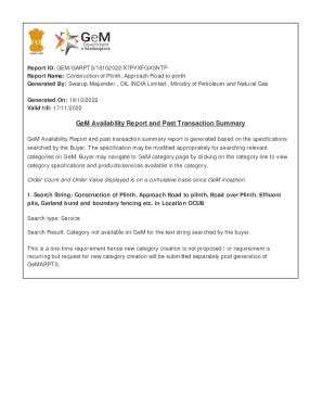 Fillable Online GeM Availability Report And Past Transaction Summary