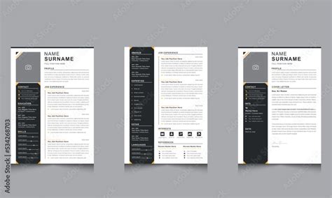 Creative Professional Resume CV Template and Cover Letter Layout Stock ...