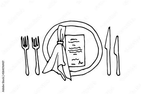 Grafika Wektorowa Stock Table Setting For One Person Two Forks Two