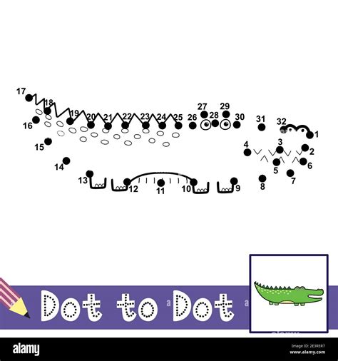 Dot To Dot Numbers Game With Cute Alligator Connect The Dots Activity