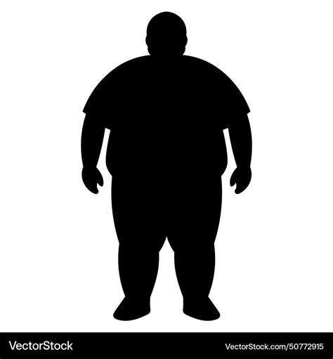 Black Fat Man Silhouette White Background Vector Image