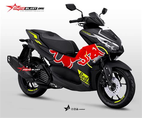 Modifikasi Striping Yamaha Aerox Black Redbull Motoblast