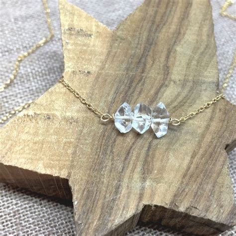 Herkimer Diamond Necklace April Birthstone Dainty Raw Etsy