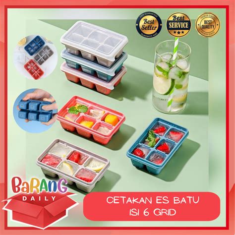 Jual Cetakan Es Batu Silikon Isi 6 Cube Dengan Tutup ICE CUBE MOLD