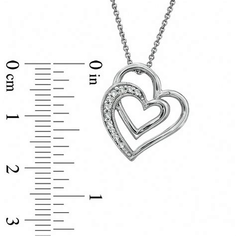 1 10 Ct T W Diamond Tilted Double Heart Pendant In Sterling Silver Zales