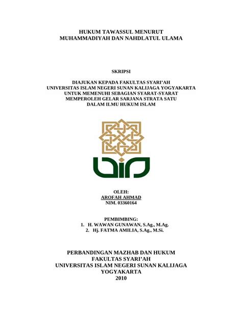 Pdf Hukum Tawassul Menurut Muhammadiyah Digilib Uin Suka Ac Id