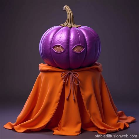 Purple Pumpkin In Orange Cape Stable Diffusion Online