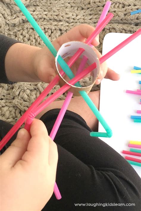 Fine Motor Threading Activity Using Straws And Cardboard Tubes