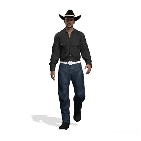 Artstation Modern Western Rancher Cowboy With Black Hat Shirt