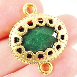 Emerald Green Scalloped Jade Connector Gold Plated Bezel 1pc Etsy