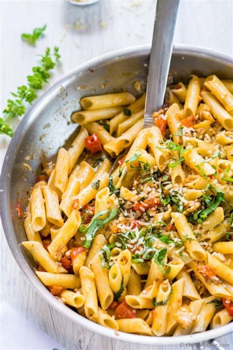 roasted eggplant  tomato penne pasta recipe