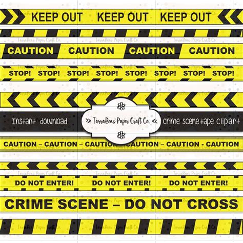 Crime Scene CSI Tape Clip Art / Police Line Tape / Danger Clipart for ...