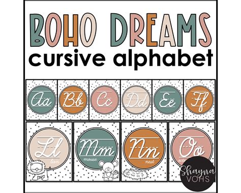 Boho Cursive Alphabet Cursive Alphabet Posters Neutral Etsy