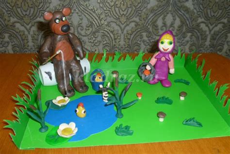 Маша и Медведь из пластилина для детей 5-7 лет. Мастер-класс с ...