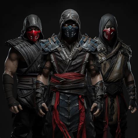 Premium Vector | Three main ninja characters of mortal kombat x