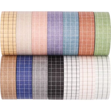 Conjunto De Fitas Washi Grid 14 Rolos De Fitas Adesivas Coloridas