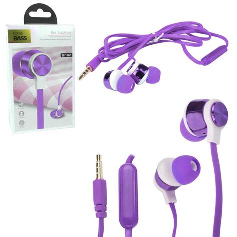 Fone De Ouvido Intra Auricular Microfone Extra Bass Roxo Shinka EX