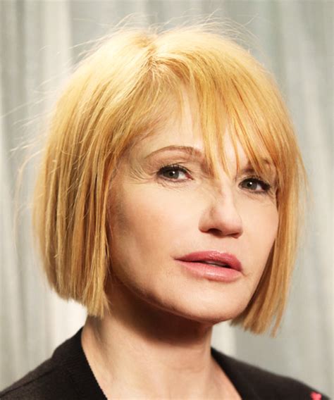 Ellen Barkin Short Straight Light Strawberry Blonde Bob Haircut With