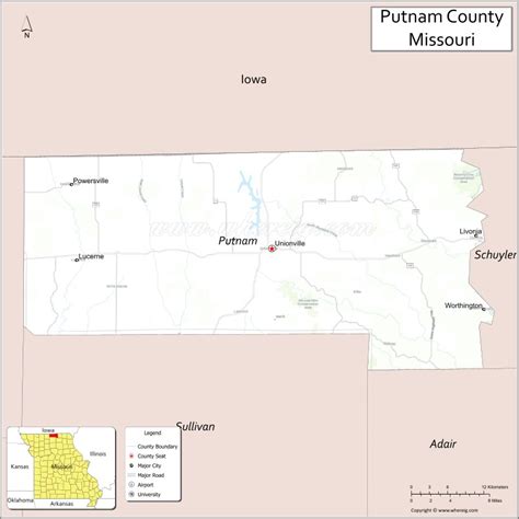 Map Of Putnam County Missouri Showing Cities Highways Important