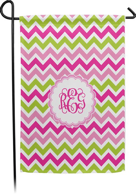 Pink And Green Chevron Single Sided Garden Flag With Pole Personalized