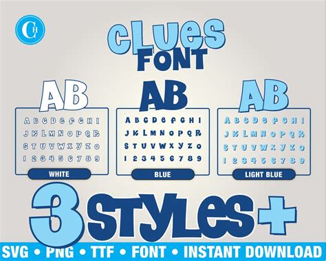 Clues Font Bundle Svg Png Pdf Instant Download Etsy