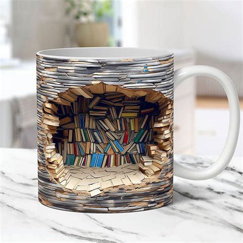 Bookshelf Coffee Mug Creative Room Design Gift Ceramic Cup For Readers