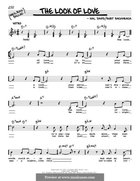 Vocal Version The Look Of Love By B Bacharach Sheet Music On Musicaneo