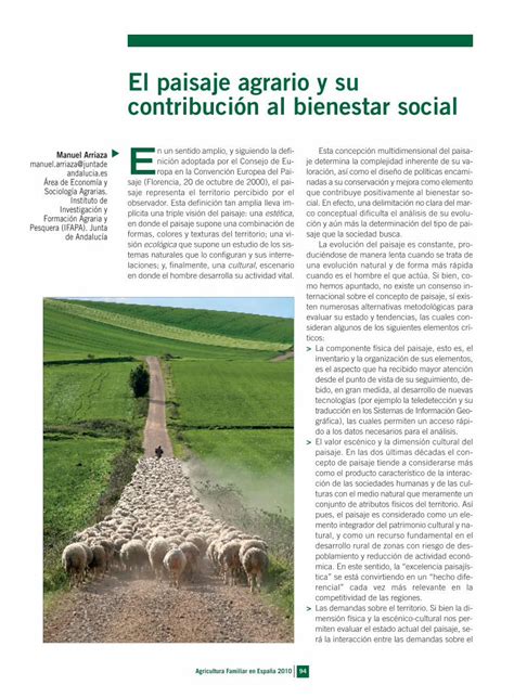 Pdf El Paisaje Agrario Y Su Contribución Al Bienestar Social · Plícita Una Triple Visión Del