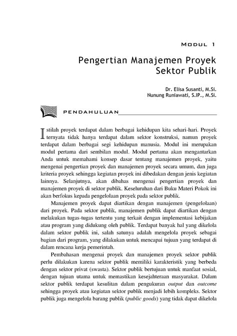 ADPU433803 M1 ADPU Modul 1 Pengertian Manajemen Proyek Sektor