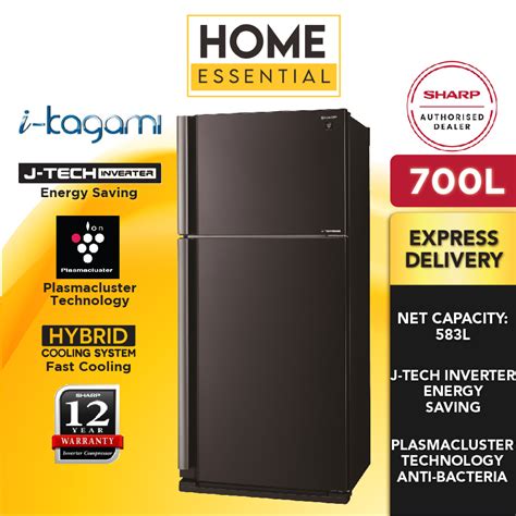 Sharp 700l J Tech Inverter I Kagami Refrigerator Sjp735mbk Plasmacluster Ion Technology