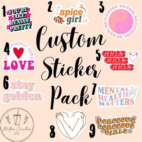 Custom Sticker Pack Choose Your Own Sticker Bundle For Etsy