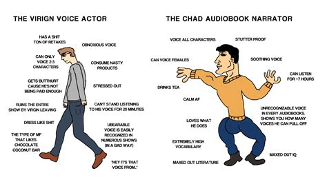 The Virgin Voice Actor Vs The Chad Audiobook Narrator R Virginvschad