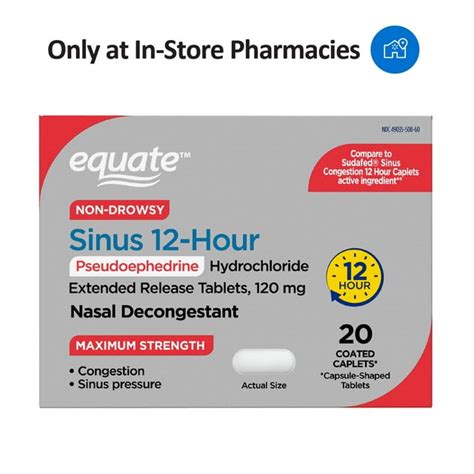 Equate 12 Hour Sinus Decongestant Non Drowsy 20 Count