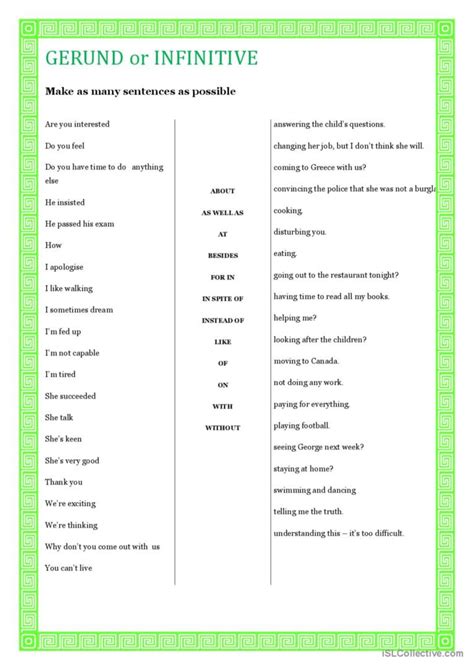 Gerund And Infinitive General Gramma… Deutsch Daf Arbeitsblätter Pdf And Doc