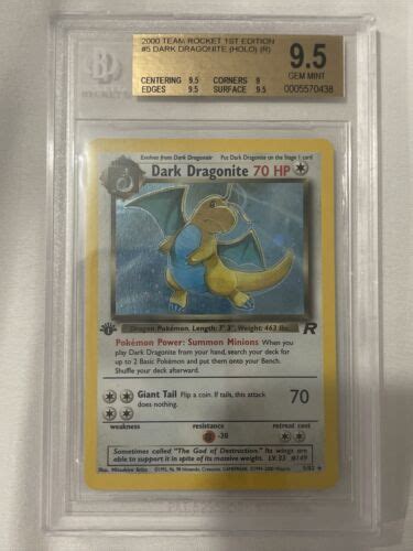 2000 Dark Dragonite 1st Edition Holo Rare Pokemon Team Rocket Card BGS