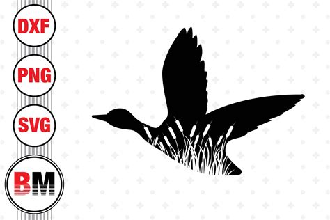 Flying Duck With Reeds Svg Png Dxf Files By Bmdesign Thehungryjpeg