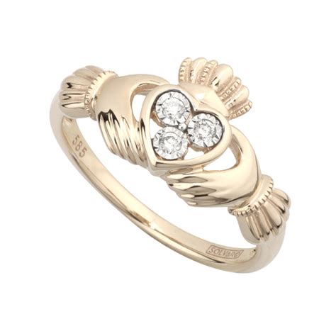 14k Gold Diamond Claddagh Ring Solvar Fallersie Fallers Jewellers Galway