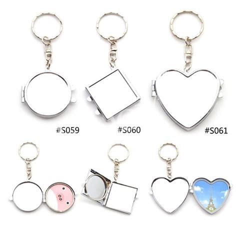 Folding Mirror Key Ring Keychain Portable Conceal Handbag Pocket