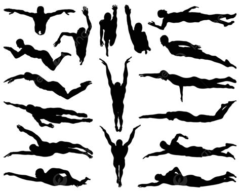 Silhouettes Of Swimmers Silhouettes Recreation Design Vector