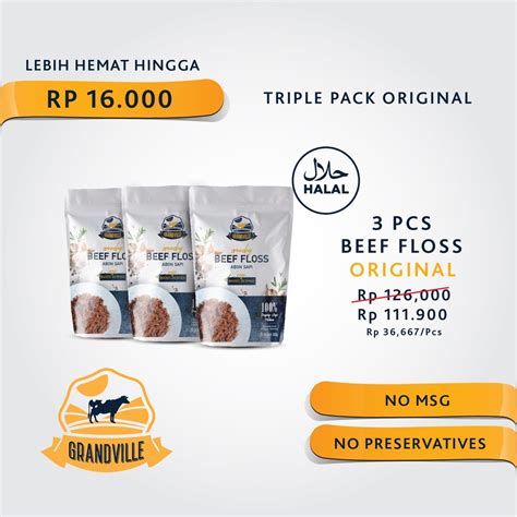 Jual Grandville Abon SAPI Crunchy Triple Pack Original Shopee Indonesia