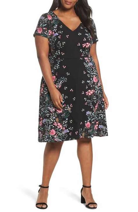 Adrianna Papell Print Scuba Knit Fit Flare Dress Plus Size Plus