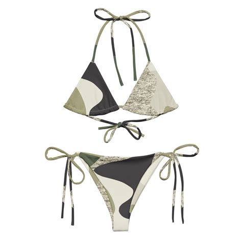 Camo Print String Bikini With Removable Padding Green Camouflage String Bikini For Women Etsy