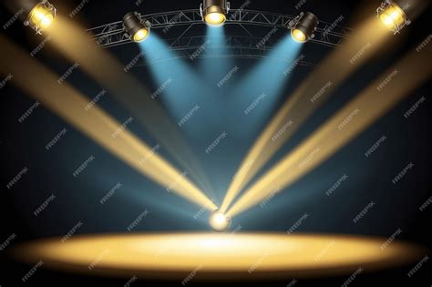 Premium Photo | Yellow stage lighting background with spotlight vector ...