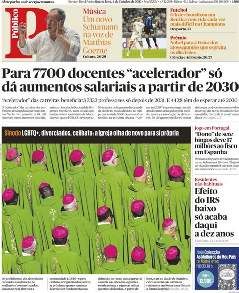 Capa Público 4 outubro 2023 capasjornais pt