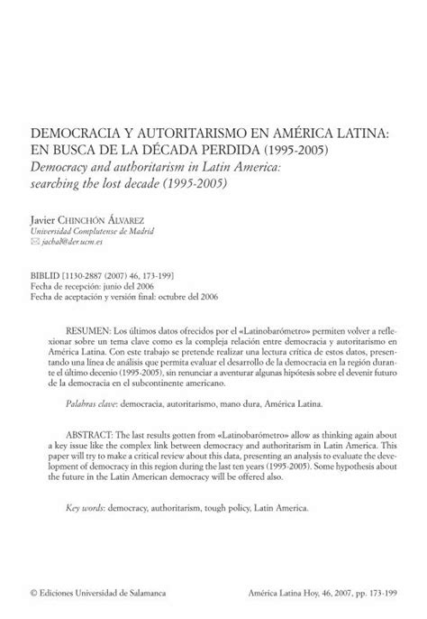 Pdf Democracia Y Autoritarismo En Am Rica Latina En Democracia Y