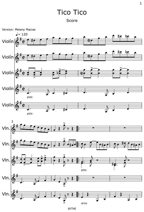 Tico Tico Sheet Music For Violin