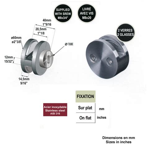 Pince Verre Ronde Mm En Inox Pour Poteau Mm Pince Pour